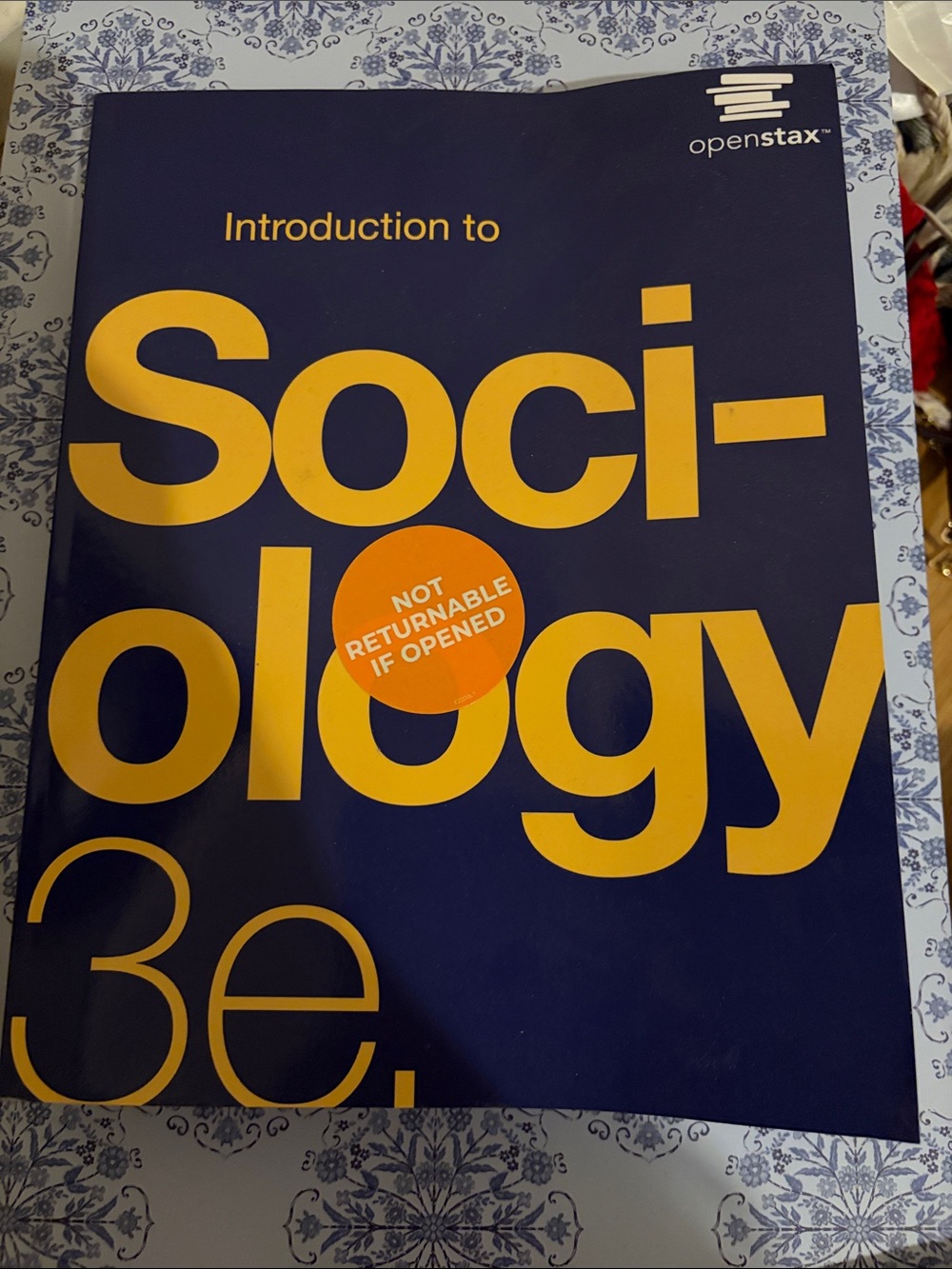 Openstax Introduction to Sociology Notebook - Navy Blue & Yellow